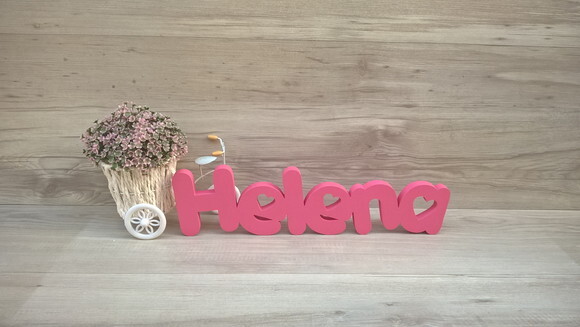 Nome de Mesa em mdf - Mod Pk Vazado Coração - Helena 10 cm