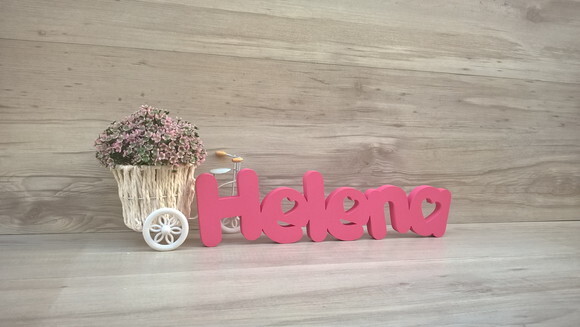 Nome de Mesa em mdf - Mod Pk Vazado Coração - Helena 10 cm