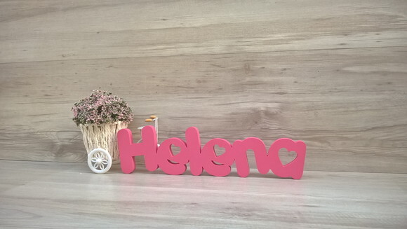 Nome de Mesa em mdf - Mod Pk Vazado Coração - Helena 10 cm
