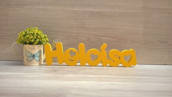 Nome de Mesa em mdf - Mod Pk Vazado Coração - Heloísa 10 cm