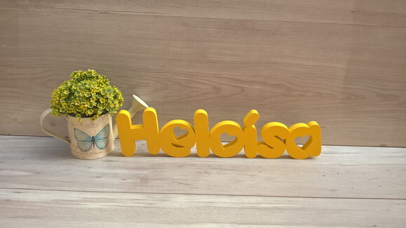 Nome de Mesa em mdf - Mod Pk Vazado Coração - Heloísa 10 cm