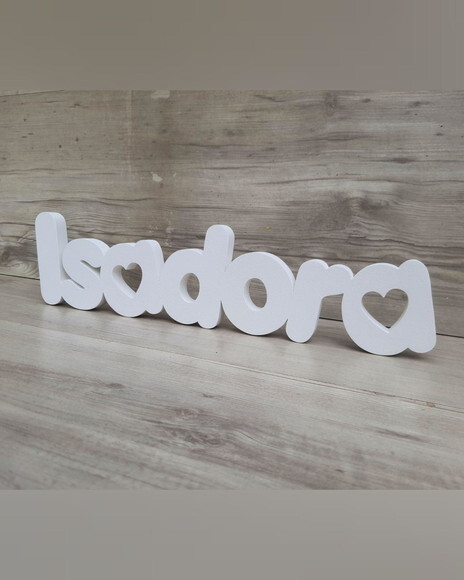 Nome de Mesa em mdf - Mod Pk Vazado Coração - Isadora- 10 cm