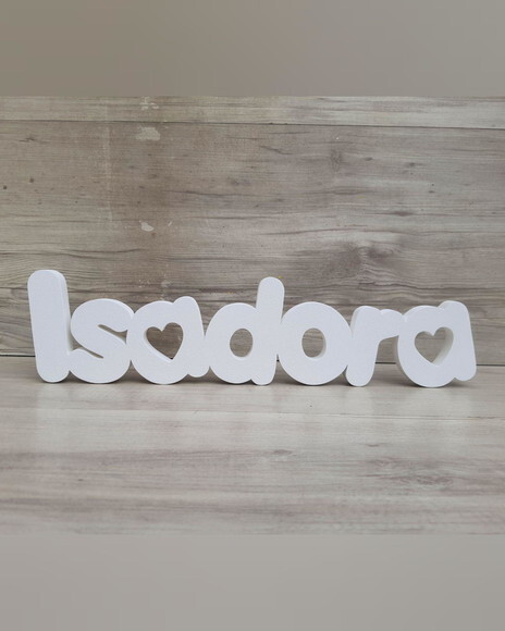 Nome de Mesa em mdf - Mod Pk Vazado Coração - Isadora- 10 cm