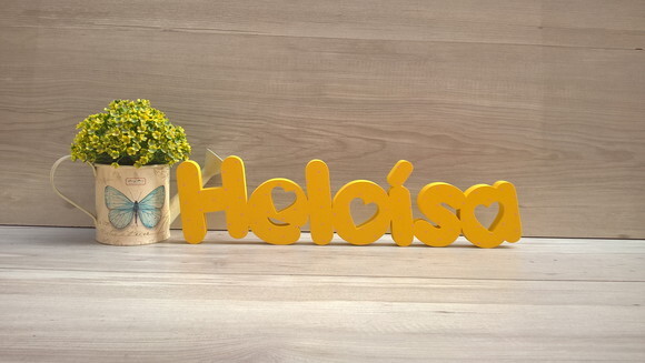 Nome de Mesa em mdf - Mod Pk Vazado Coração - Heloísa 10 cm