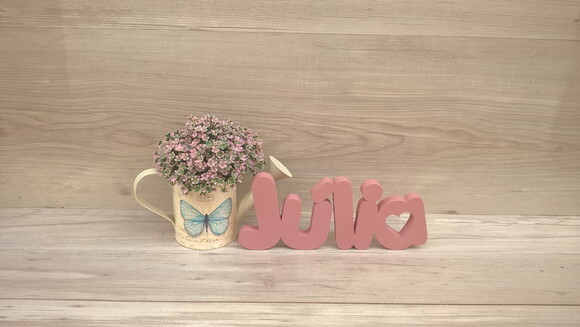 Nome de Mesa em mdf - Mod Pk Vazado Coração - Júlia 10 cm