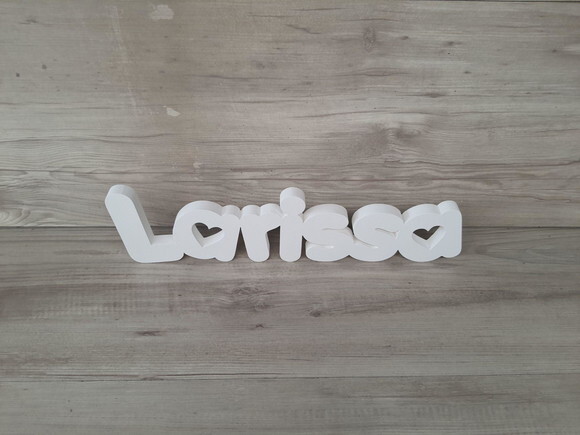 Nome de Mesa em mdf - Mod Pk Vazado Coração - Larissa 10 cm