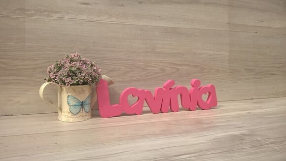 Nome de mesa em MDF - Mod PK Vazado Coração - Lavínia 10 cm