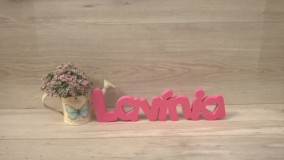 Nome de mesa em MDF - Mod PK Vazado Coração - Lavínia 10 cm