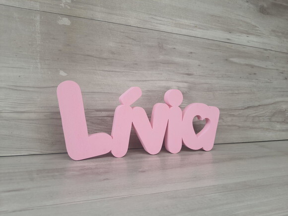 Nome de Mesa em mdf - Mod Pk Vazado Coração - Lívia 13 cm