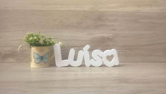 Nome de Mesa em mdf - Mod Pk Vazado Coração - Luísa 10 cm
