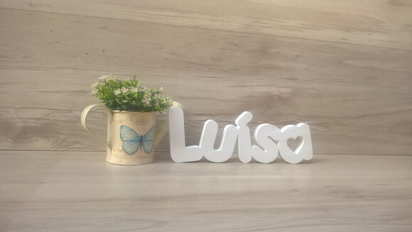 Nome de Mesa em mdf - Mod Pk Vazado Coração - Luísa 10 cm