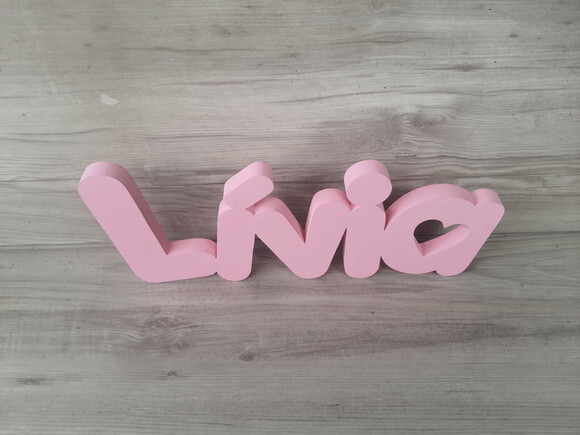 Nome de Mesa em mdf - Mod Pk Vazado Coração - Lívia 13 cm
