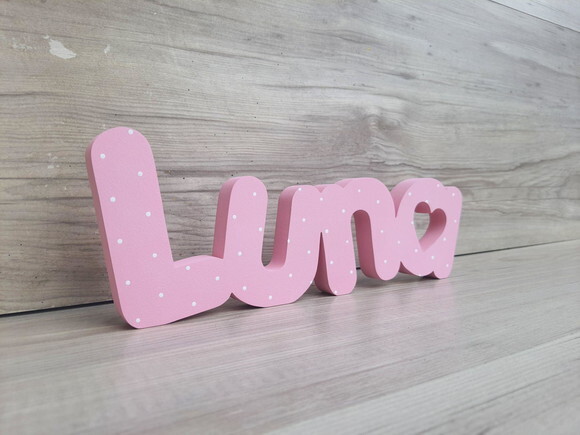 Nome de Mesa em mdf - Mod Pk Vazado Coração - Luna 10 cm