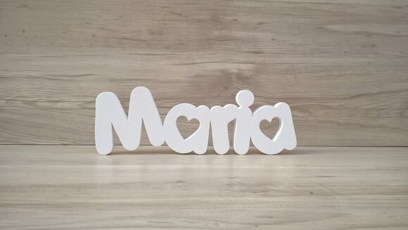 Nome de Mesa em mdf - Mod Pk Vazado Coração - Maria 13 cm