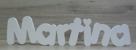 Nome de Mesa em mdf - Mod Pk Vazado Coração - Martina 13 cm