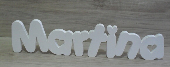 Nome de Mesa em mdf - Mod Pk Vazado Coração - Martina 13 cm