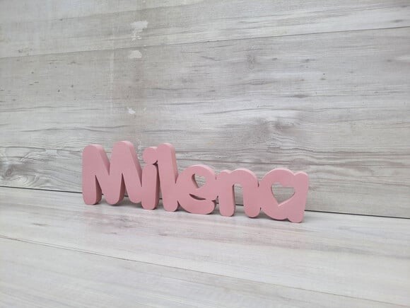 Nome de Mesa em mdf - Mod Pk Vazado Coração - Milena 10 cm