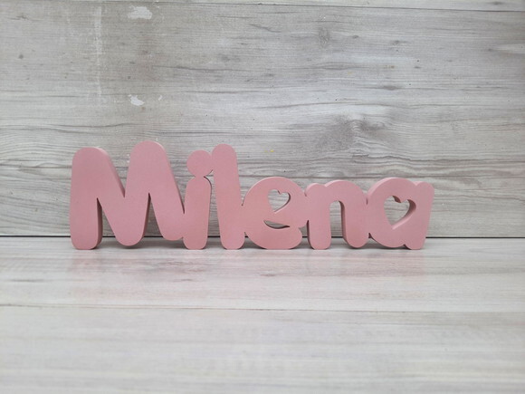 Nome de Mesa em mdf - Mod Pk Vazado Coração - Milena 10 cm