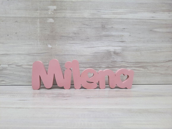 Nome de Mesa em mdf - Mod Pk Vazado Coração - Milena 10 cm