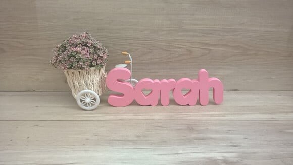 Nome De Mesa Em Mdf - Mod Pk Vazado Coração - Sarah 10 Cm