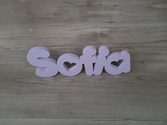 Nome de Mesa em mdf - Mod Pk Vazado Coração - Sofia 13 cm