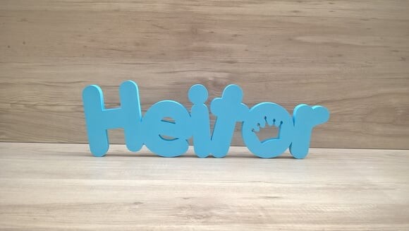 Nome de Mesa em mdf - Mod Pk Vazado Coroa - Heitor 13 cm