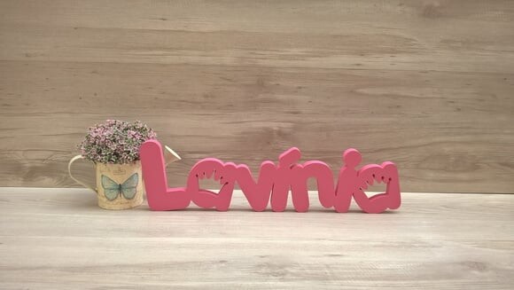Nome de Mesa em mdf - Mod Pk Vazado Coroa - Lavínia 13 cm