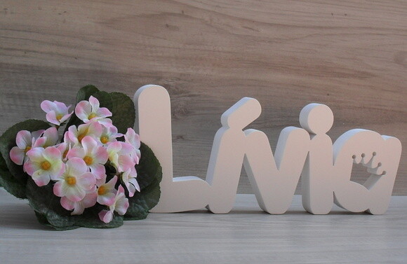 Nome de Mesa em mdf - Mod Pk Vazado Coroa - Lívia 10 cm