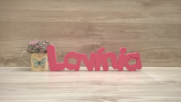Nome de Mesa em mdf - Mod Pk Vazado Coroa - Lavínia 13 cm