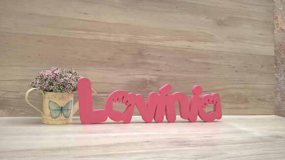 Nome de Mesa em mdf - Mod Pk Vazado Coroa - Lavínia 13 cm