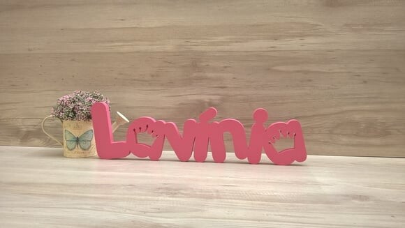 Nome de Mesa em mdf - Mod Pk Vazado Coroa - Lavínia 13 cm