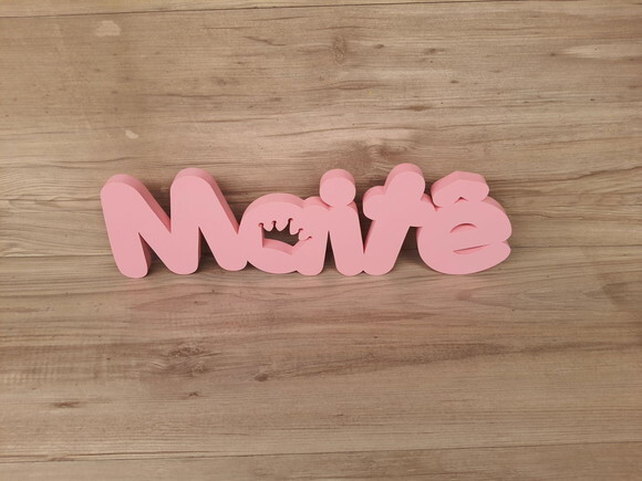 Nome de Mesa em mdf - Mod Pk Vazado Coroa - Maitê 13 cm