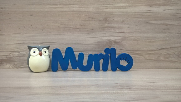 Nome de mesa em MDF - Mod PK Vazado Coroa - Murilo 10 cm