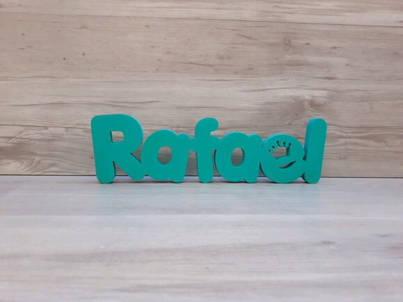 Nome de mesa em MDF - Mod PK Vazado Coroa - Rafael 10 cm