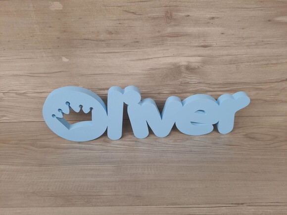 Nome de Mesa em mdf - Mod Pk Vazado Coroa - Oliver 13 cm