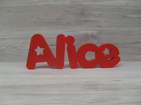 Nome de Mesa em mdf - Mod Pk Vazado Estrela - Alice 13 cm