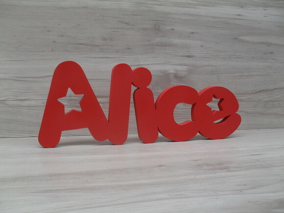 Nome de Mesa em mdf - Mod Pk Vazado Estrela - Alice 13 cm