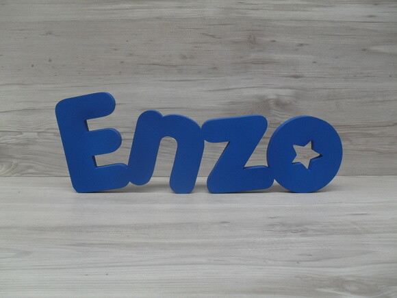 Nome de mesa em MDF - Mod PK Vazado Estrela - Enzo 10 cm