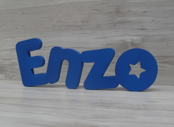 Nome de mesa em MDF - Mod PK Vazado Estrela - Enzo 10 cm