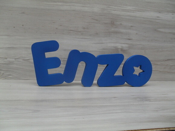 Nome de mesa em MDF - Mod PK Vazado Estrela - Enzo 10 cm