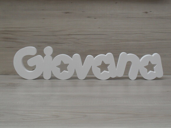 Nome de mesa em MDF - Mod PK Vazado Estrela - Giovana 10 cm