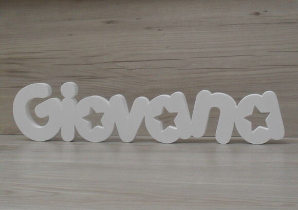 Nome de mesa em MDF - Mod PK Vazado Estrela - Giovana 10 cm