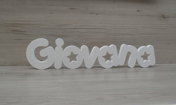 Nome de mesa em MDF - Mod PK Vazado Estrela - Giovana 10 cm