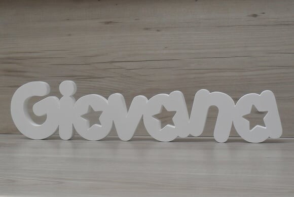 Nome de mesa em MDF - Mod PK Vazado Estrela - Giovana 10 cm