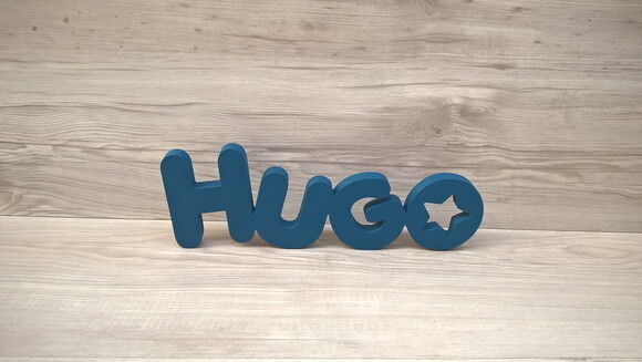 Nome de mesa em MDF - Mod PK Vazado Estrela - Hugo 10 cm