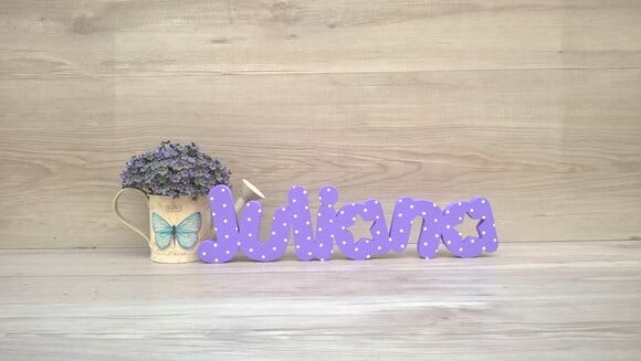 Nome de Mesa em mdf - Mod Pk Vazado Estrela - Juliana 10 cm