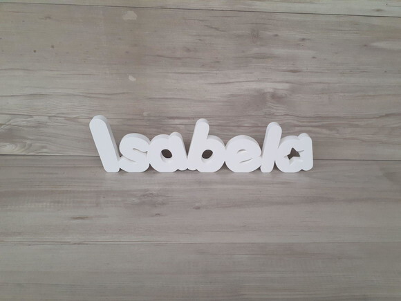 Nome de Mesa em mdf - Mod Pk Vazado Estrela - Isabela 10 cm