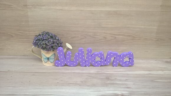 Nome de Mesa em mdf - Mod Pk Vazado Estrela - Juliana 10 cm