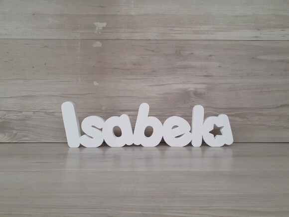 Nome de Mesa em mdf - Mod Pk Vazado Estrela - Isabela 10 cm