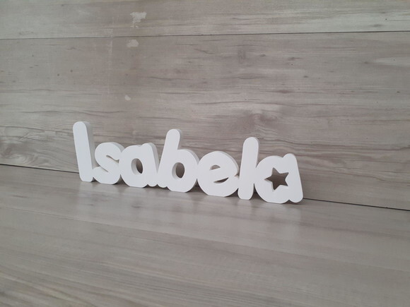 Nome de Mesa em mdf - Mod Pk Vazado Estrela - Isabela 10 cm